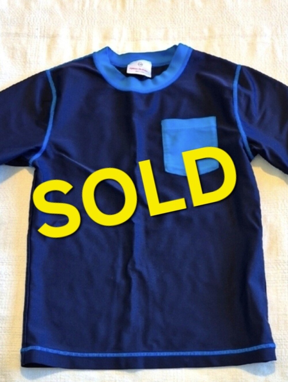 Hanna Andersson boys size 140 or 10 short sleeve 2 tone blue rash guard EUC